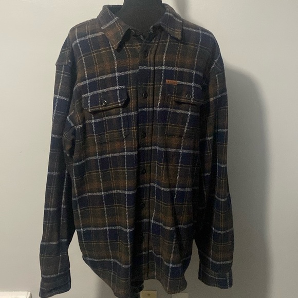 Orvis Men’s Flannel Shirt 100% Heavy Cotton Blue Brown Sz XL - Picture 1 of 9